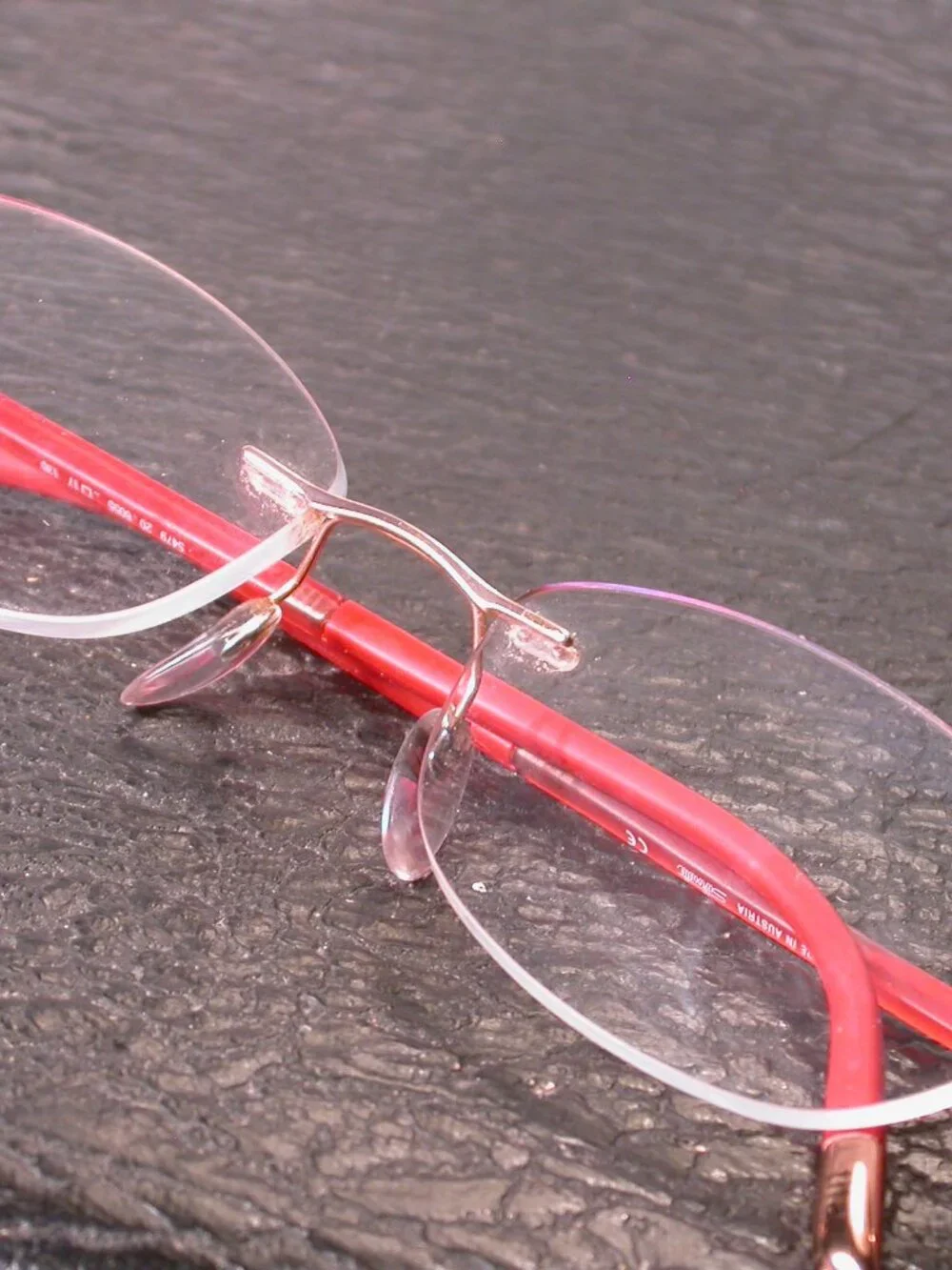 Silhouette Titan Frameless Red and Gold Eyeglasses Made in Austria